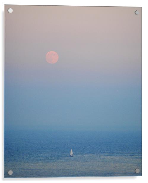 The Yacht and the Moon Acrylic by Aidan Kingham