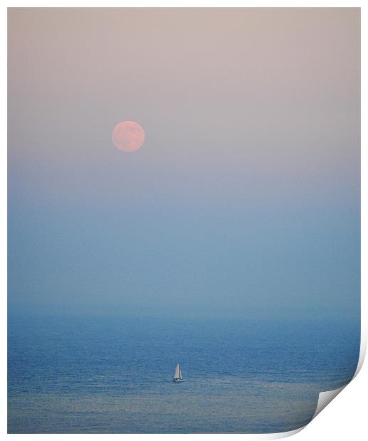 The Yacht and the Moon Print by Aidan Kingham