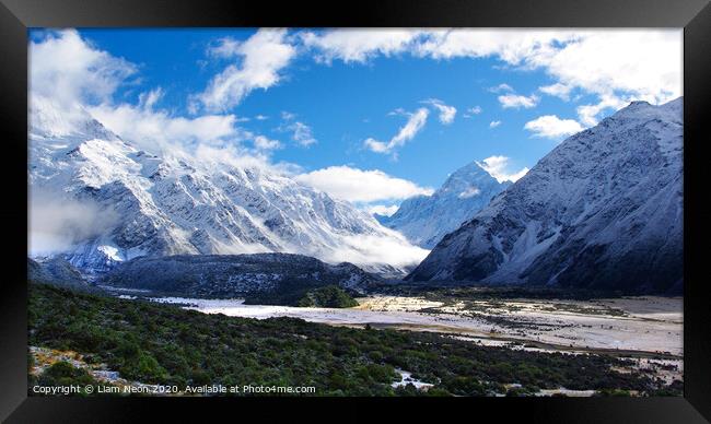 Mount Cook Valley Framed Print by Liam Neon