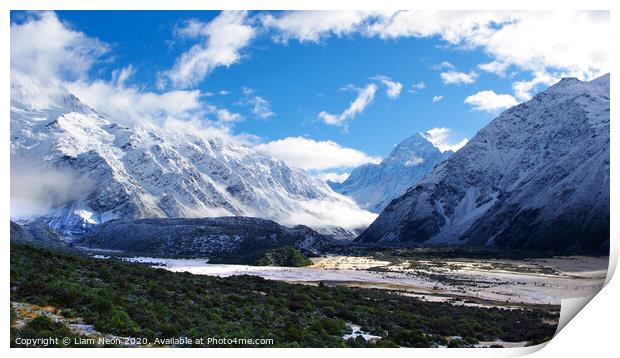 Mount Cook Valley Print by Liam Neon