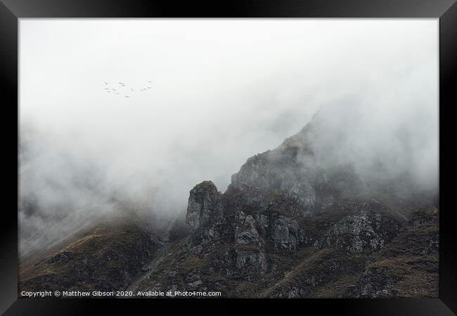 Beautiful dramatic Lake District landscape image of thick low cloud hanging over Illgill Head in wasdale Valley giving a very effective image Framed Print by Matthew Gibson