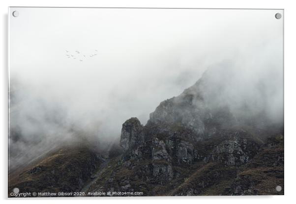 Beautiful dramatic Lake District landscape image of thick low cloud hanging over Illgill Head in wasdale Valley giving a very effective image Acrylic by Matthew Gibson