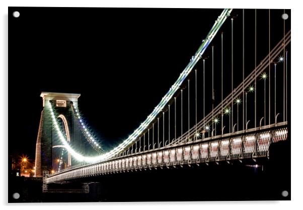 Clifton Suspension Bridge illuminated at night Acrylic by Steve Hyde