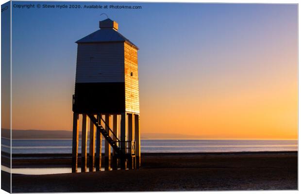 The wooden lighthouse at Burnham on Sea, Somerset Canvas Print by Steve Hyde