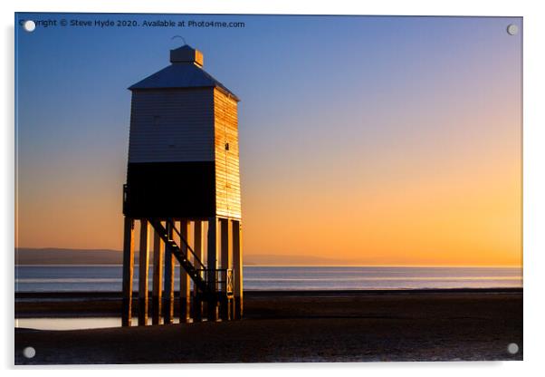The wooden lighthouse at Burnham on Sea, Somerset Acrylic by Steve Hyde