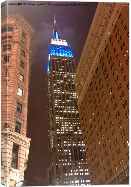 The Empire State Building, New York City illuminated at night Canvas Print by Steve Hyde