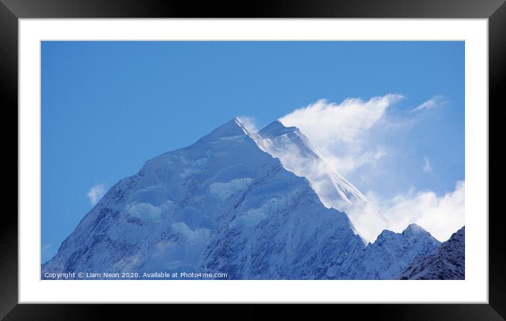 Wind Whips Mount Cook Framed Mounted Print by Liam Neon