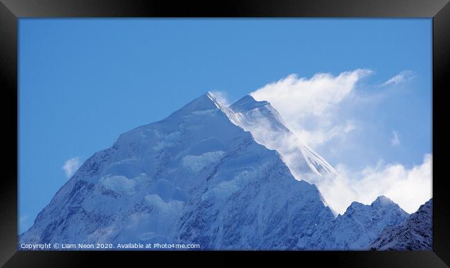 Wind Whips Mount Cook Framed Print by Liam Neon