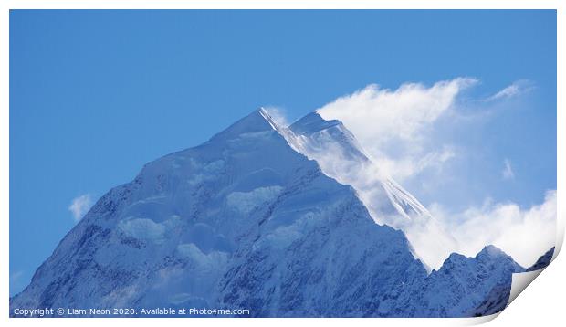 Wind Whips Mount Cook Print by Liam Neon