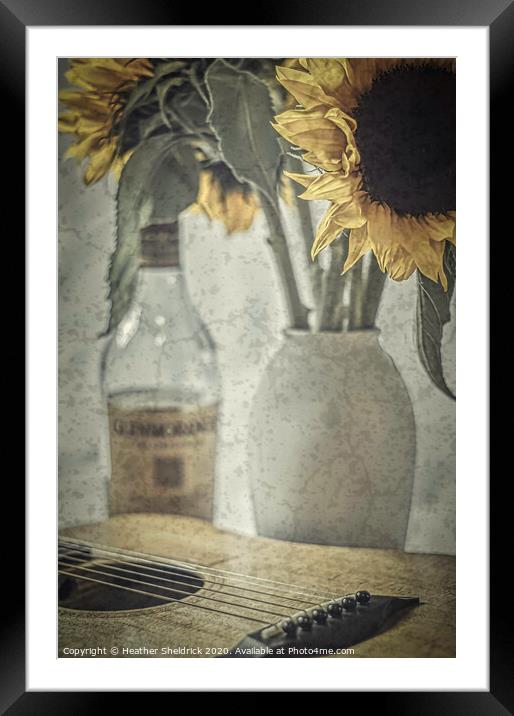 Sunflowers and Guitar Framed Mounted Print by Heather Sheldrick