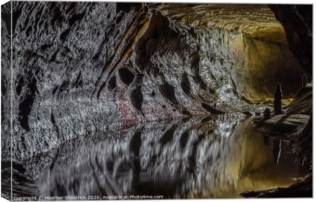 Underground Lake in Ingleborough cave Canvas Print by Heather Sheldrick
