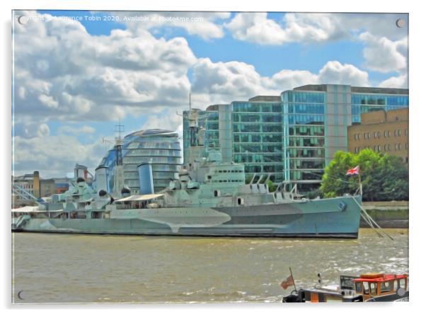 HMS Belfast and City Hall, London Acrylic by Laurence Tobin