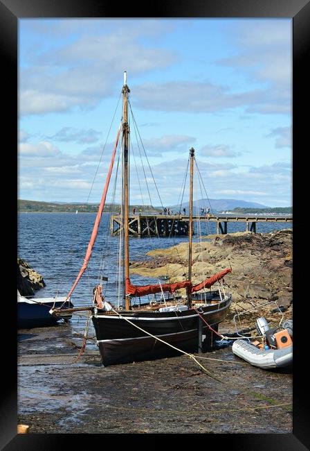 Beached yacht at Portencross,  Ayrshire, Scotland Framed Print by Allan Durward Photography