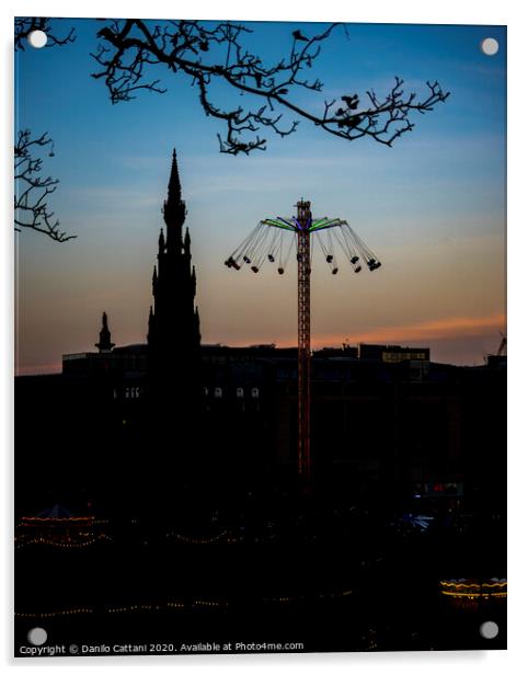 Scott Monument in the Sunset Acrylic by Danilo Cattani