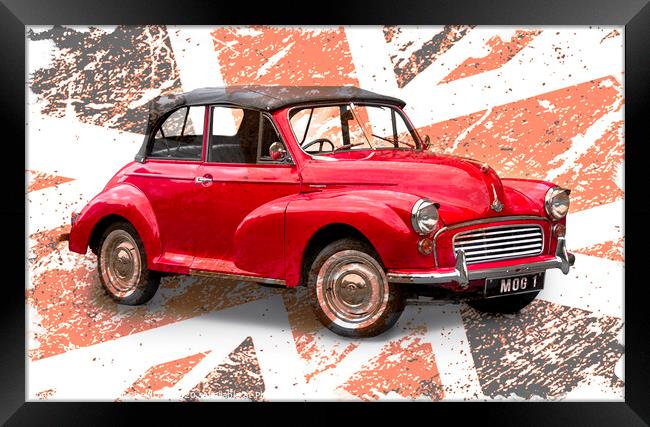 Classic Red British Morris Minor Car Framed Print by Heather Sheldrick