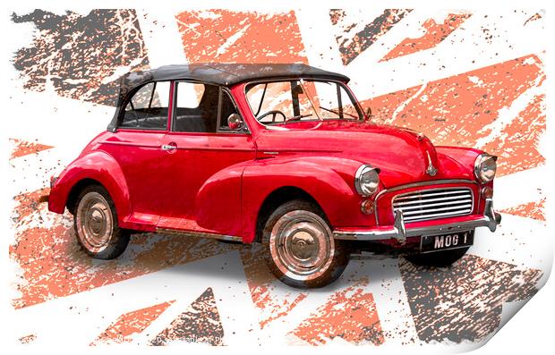 Classic Red British Morris Minor Car Print by Heather Sheldrick