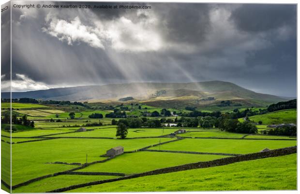 Sunbeams at Hawes in the Yorkshire Dales Canvas Print by Andrew Kearton