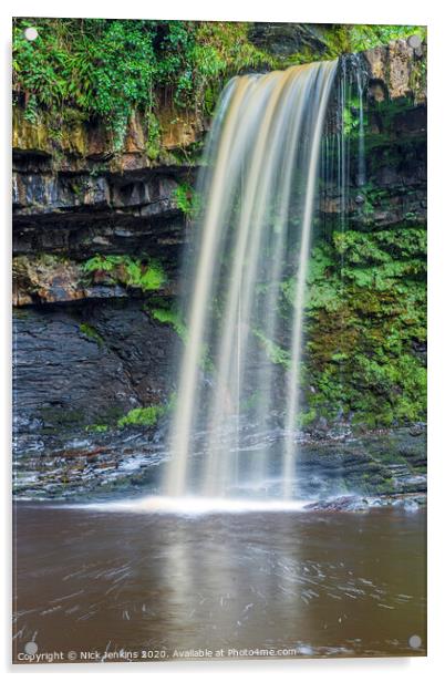 Scwd Gwladys waterfall River Pyrddin Vale of Neath Acrylic by Nick Jenkins