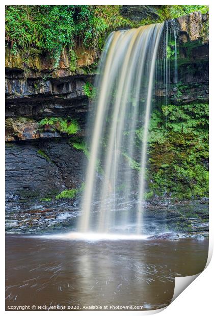 Scwd Gwladys waterfall River Pyrddin Vale of Neath Print by Nick Jenkins