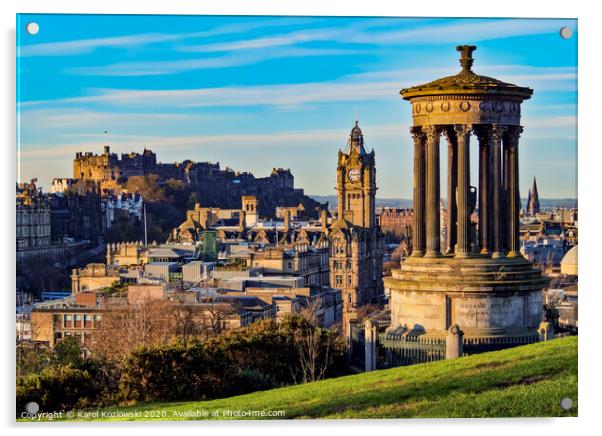 Edinburgh Cityscape Acrylic by Karol Kozlowski