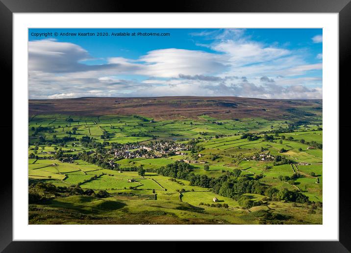 The village of Reeth, Swaledale, North Yorkshire Framed Mounted Print by Andrew Kearton