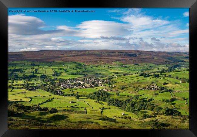 The village of Reeth, Swaledale, North Yorkshire Framed Print by Andrew Kearton