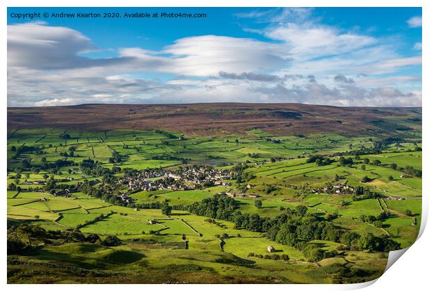 The village of Reeth, Swaledale, North Yorkshire Print by Andrew Kearton