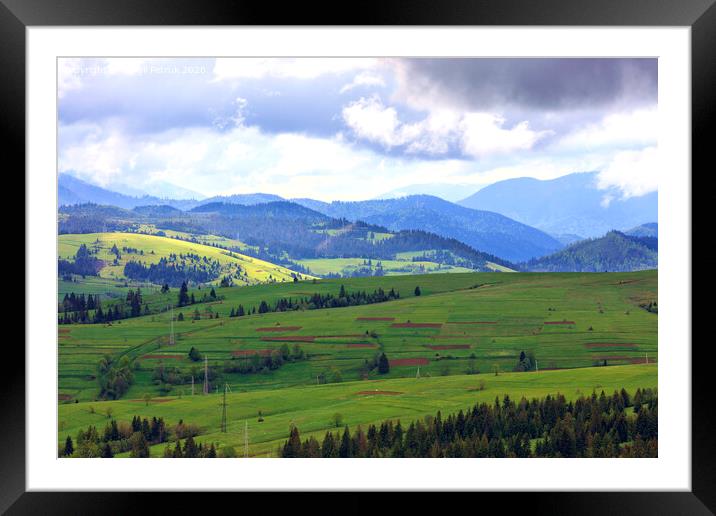 The beautiful and majestic mountain landscape of the Carpathian mountains. Framed Mounted Print by Sergii Petruk