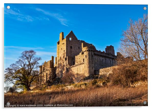Craigmillar Castle Acrylic by Karol Kozlowski