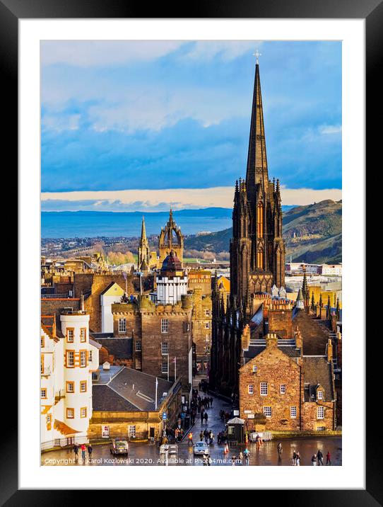 Edinburgh Cityscape Framed Mounted Print by Karol Kozlowski