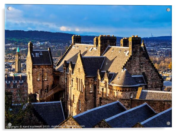 Edinburgh Castle Acrylic by Karol Kozlowski