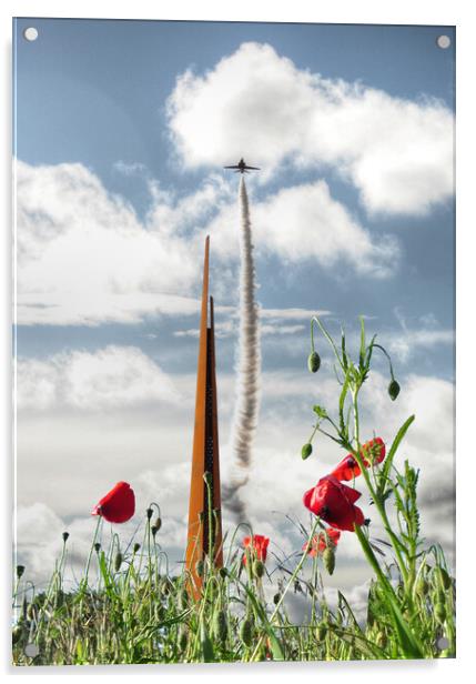 Solitary Red Arrow over Bomber Command  Acrylic by Jon Fixter