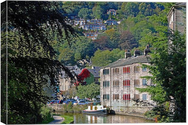 Hebden Bridge  And The Rochdale Canal Canvas Print by Colin Williams Photography