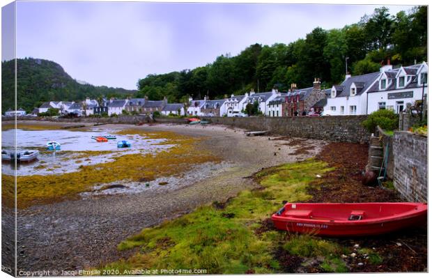 Plockton Village Cottages by the Sea  Canvas Print by Jacqi Elmslie