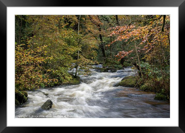 River Bovey Rapids Framed Mounted Print by Bruce Little