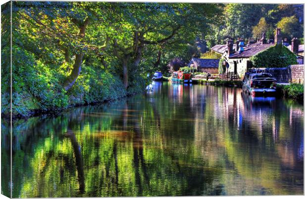 Reflections on The Rochdale Canal At Hebden Bridge Canvas Print by Colin Williams Photography
