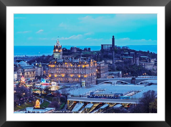Edinburgh Cityscape Framed Mounted Print by Karol Kozlowski