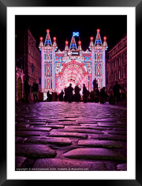 Virgin money Street of Light in Edinburgh Framed Mounted Print by Karol Kozlowski