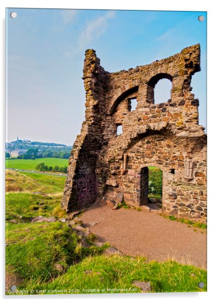 Ruins of Saint Anthony's Chapel in Edinburgh Acrylic by Karol Kozlowski