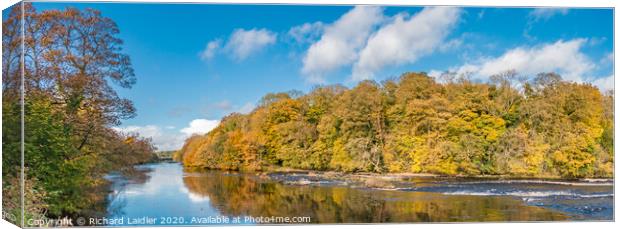 Autumn Panorama on the Tees at Wycliffe Canvas Print by Richard Laidler