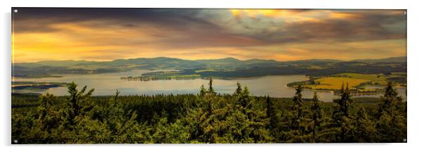 Panorama of Lipno lake. South Bohemian region.Czechia. Acrylic by Sergey Fedoskin
