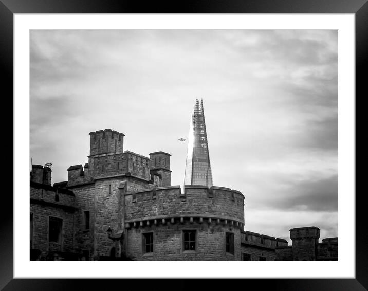 Tower of London and the Shard Framed Mounted Print by Beryl Curran