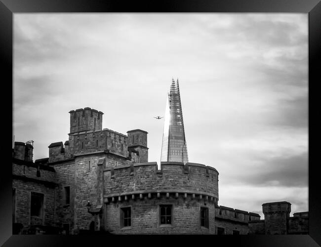 Tower of London and the Shard Framed Print by Beryl Curran