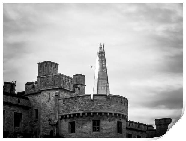 Tower of London and the Shard Print by Beryl Curran