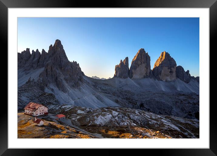 Drei Zinnen at Sunrise, Dolomites Framed Mounted Print by Arterra 
