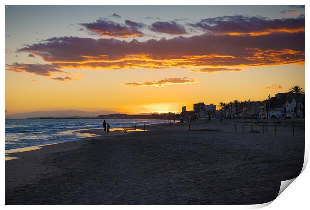 Sunset on the beach of Saint Salvador -2 Print by Jordi Carrio