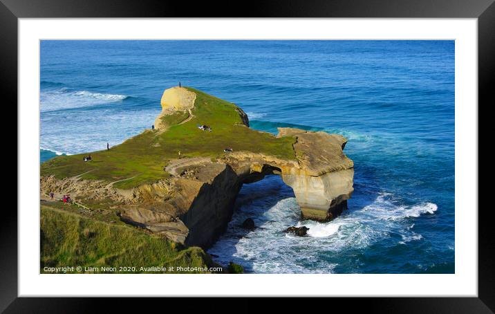 Tunnel Beach Sea Stack Framed Mounted Print by Liam Neon