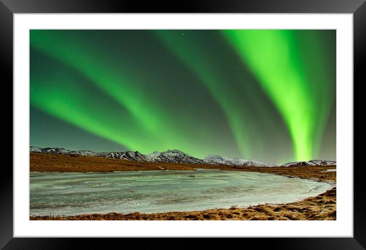 THE NORTHERN LIGHTS AT MIDNIGHT - ICELAND Framed Mounted Print by Tony Sharp LRPS CPAGB