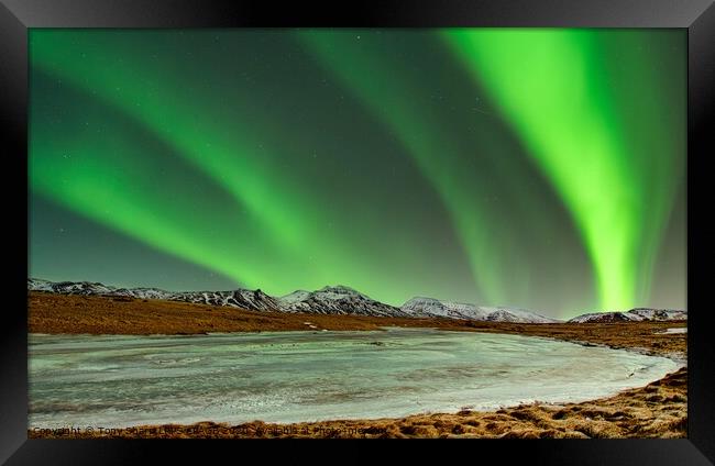 THE NORTHERN LIGHTS AT MIDNIGHT - ICELAND Framed Print by Tony Sharp LRPS CPAGB