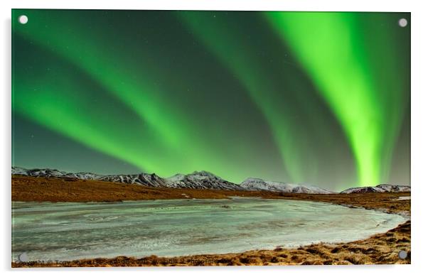 THE NORTHERN LIGHTS AT MIDNIGHT - ICELAND Acrylic by Tony Sharp LRPS CPAGB